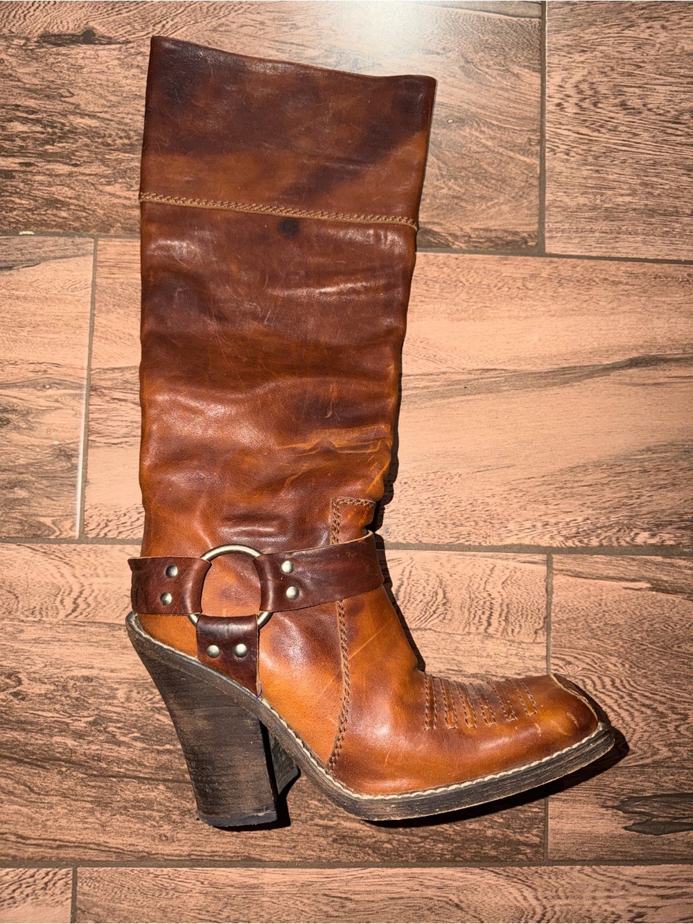 Women's Dior Brown Leather Mid-Calf Heeled Boot